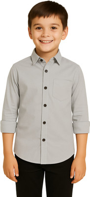 jabak creation Boys Solid Party Grey Shirt