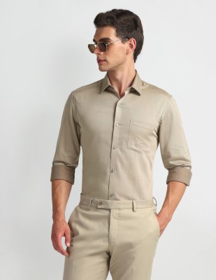 ARROW Men Solid Formal Brown Shirt