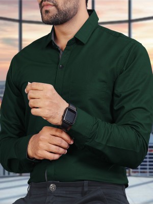 Tee Projekt Men Solid Casual Dark Green Shirt