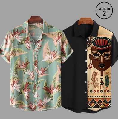 TIGERSNAKE Men Printed Casual Multicolor Shirt(Pack of 2)