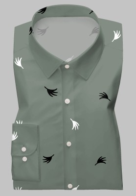 HASINI Fashion Men Printed Casual Green Shirt