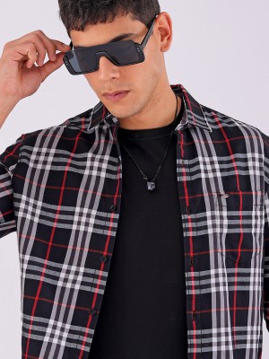 The Indian Garage Co. Men Checkered Casual Black Shirt