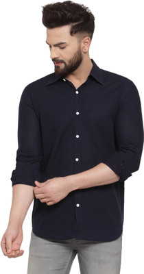 Style Nest Men Self Design Casual Dark Blue Shirt