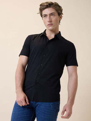 Status Quo Men Solid Casual Black Shirt