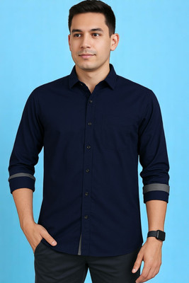 LAXMI TRENDING Men Solid Casual Blue Shirt