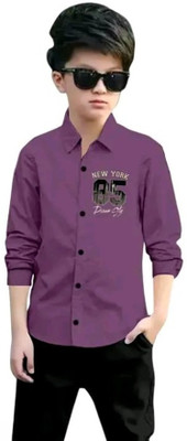 PRATHAM ENTERPRISEHUB Boys Printed Casual Maroon Shirt