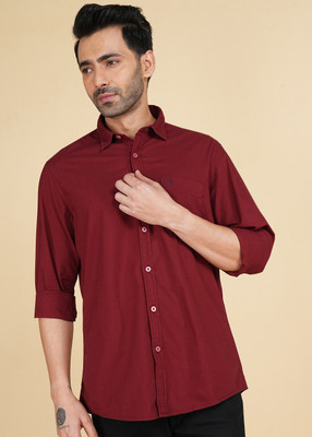 Allen Solly Men Solid Casual Maroon Shirt