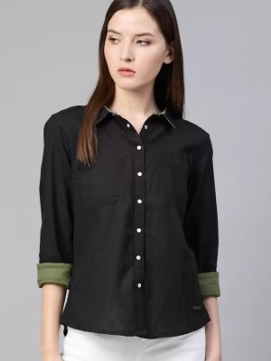 STC Women Solid Casual Black Shirt