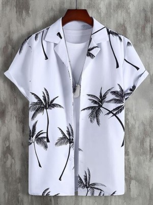 Leriya Fashion Men Floral Print Casual White, Black Shirt