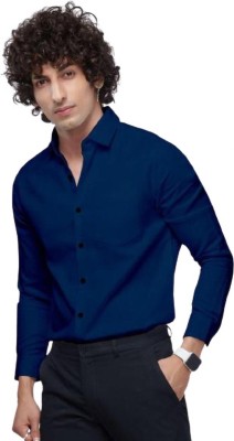 Jumii Enterprise Men Solid Casual Dark Blue Shirt