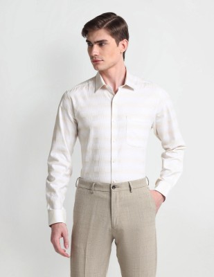 ARROW Men Checkered Formal Beige, White Shirt