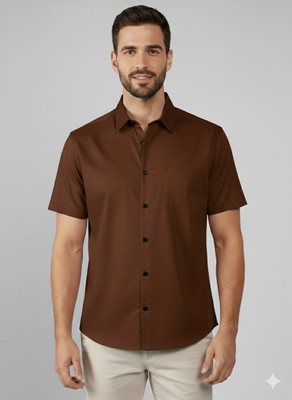 HKV FASHION Men Solid Casual Brown Shirt