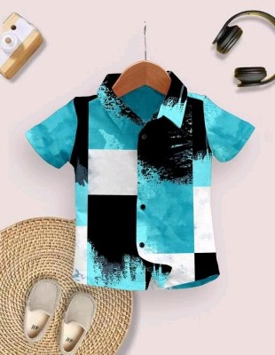 Unnati9071 Boys Printed Casual Light Blue, Black, White Shirt