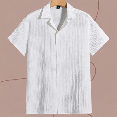 A DEEMOON Men Self Design Formal Gold Shirt