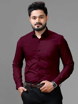 VeeraFlex Men Solid Casual Maroon Shirt
