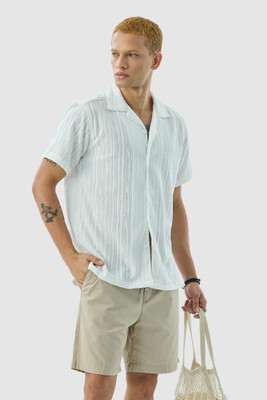 Snitch Men Solid Casual White Shirt