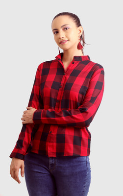 RNRCOLLECTIONS Women Checkered Casual Red Shirt
