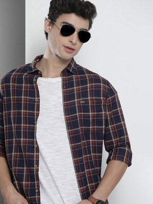 The Indian Garage Co. Men Checkered Casual Blue Shirt