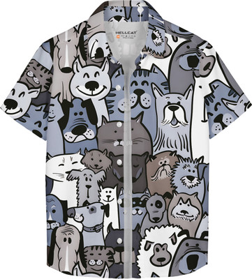 Hellcat Boys Printed Casual Blue Shirt