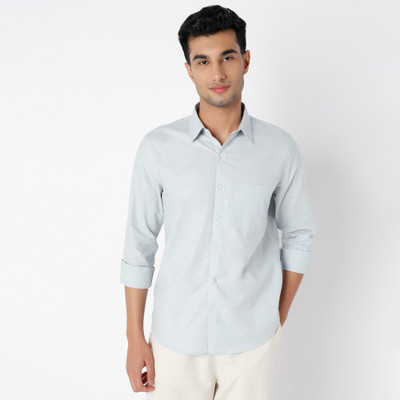 Mark & Albert Men Solid Casual Grey Shirt