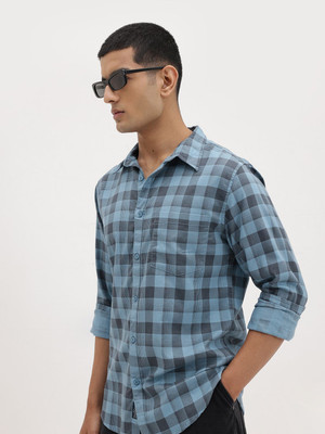 Roadster Men Checkered Casual Blue Shirt