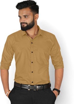 FIBERMILL Men Solid Formal Khaki Shirt