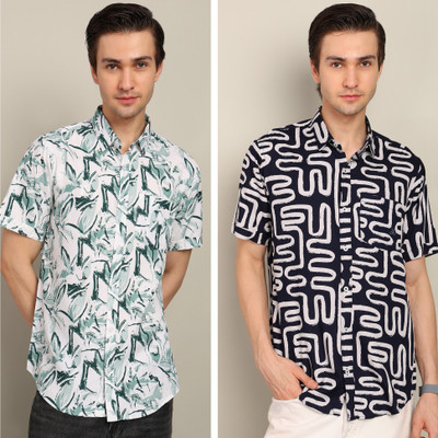 BLYNK Men Printed Casual Multicolor Shirt(Pack of 2)