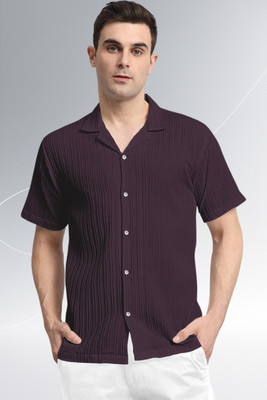 A Dearise Trend Men Self Design Casual Purple Shirt