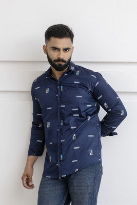 Surhi Men Striped Casual Dark Blue Shirt