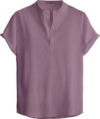 Cloth Factory Men Self Design Straight Kurta(Pink)