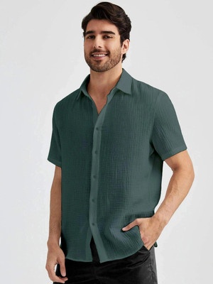 Webric Men Self Design Formal Grey Shirt