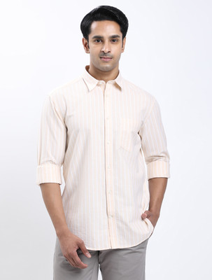 INDIAN TERRAIN Men Striped Casual Yellow Shirt