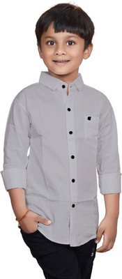 ZAKAR Boys Solid Party Grey Shirt