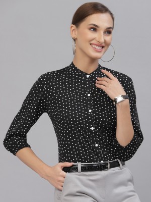 Style Quotient Women Polka Print Casual Black Shirt