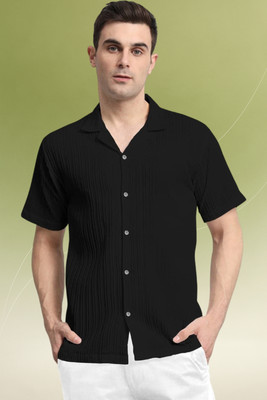 A Dearise Trend Men Solid, Self Design Casual Black Shirt