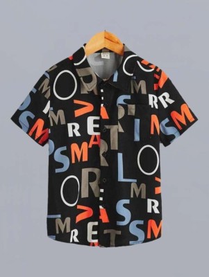 HouseOfCommon Boys Printed Casual Black Shirt