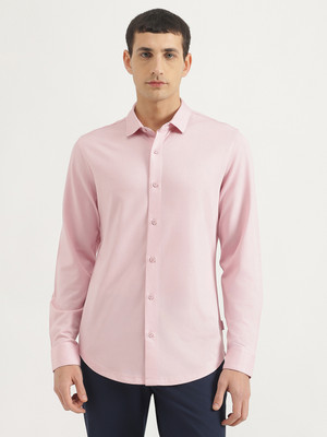 United Colors of Benetton Men Self Design Casual Pink Shirt