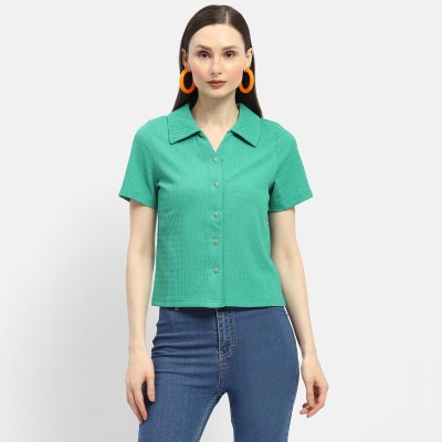 MADAME Women Solid Casual Green Shirt