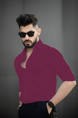 JEMI ENTERPRISE Men Solid Formal Maroon Shirt