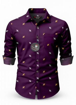SHREE VASTRAHOUSE Men Graphic Print Casual Purple Shirt