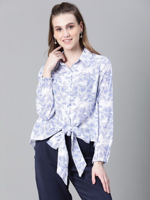 OXOLLOXO Women Printed Casual Blue, White Shirt