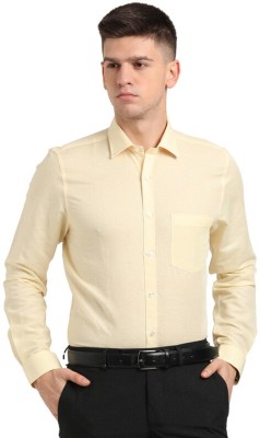 TURTLE Men Self Design Formal Yellow Shirt