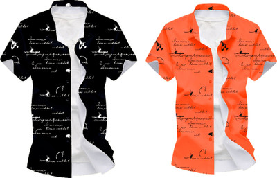 Lonexo Men Printed Casual Multicolor Shirt(Pack of 2)