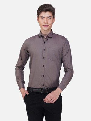 BASE 41 Men Solid Formal Grey Shirt