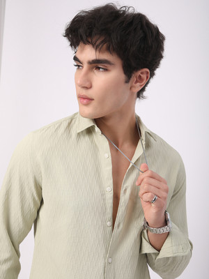 VASTRADO Men Self Design Casual Green Shirt