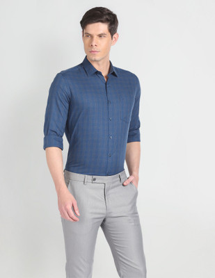ARROW Men Checkered Formal Blue Shirt
