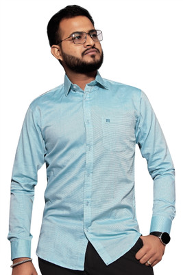 Mansfab Men Solid Casual Light Blue Shirt