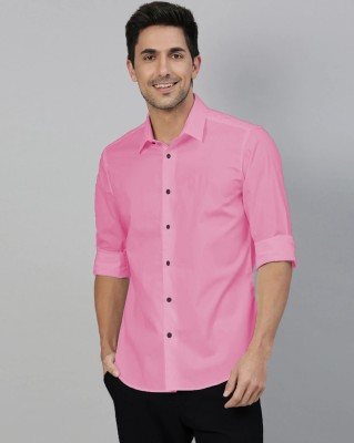 EVIQE Men Solid Casual Pink Shirt