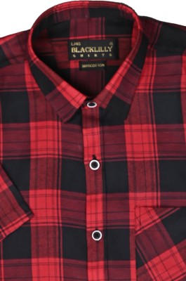 BlackLilly Men Checkered Casual Red, Black Shirt