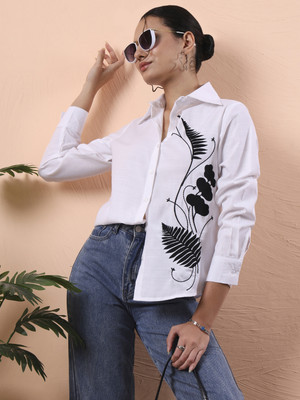 all about you Women Embroidered Casual White Shirt